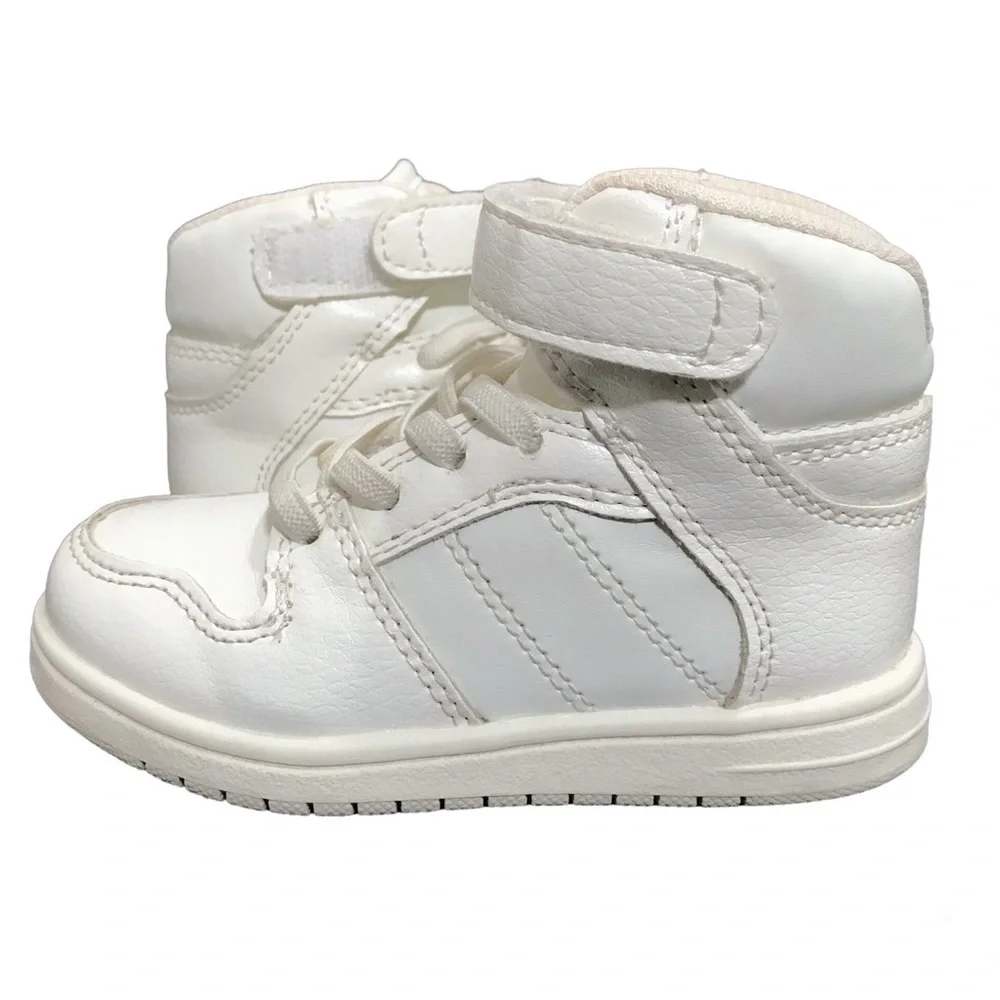 The Children’s Place White High Top Hook and Loop Lace Up Sneakers EUC